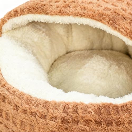 Cat Cave Bed | Small Semi Enclosed Anti-Slip Dog Nest Bed | Calming Nest Covered Kitten Cave | for Home Dorm Bedroom Living Room Balcony - color: Dark Coffee