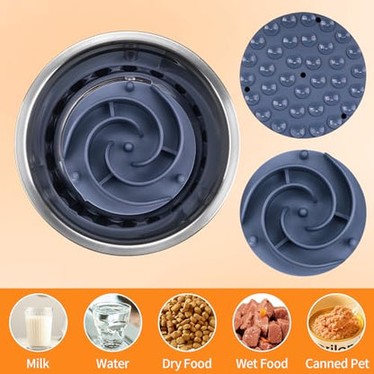 Slow Feeder Dog Bowls Insert, Bestalk Soft Silicone Slow Eating Feeder Insert with Suction Cups for Small, Medium and Large Dogs, Fit into Basic and Elevated Dog Bowls, Dark Blue - color: Dark Blue, size: L