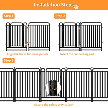 Thickened Metal Tube Dog Playpen Outdoor, Low Threshold Dog Pen, Heavy Duty 40" H 8 Panels for Pet Playpens Indoor, Portable Pet Fence for Yard RV Camping - style: 40" height