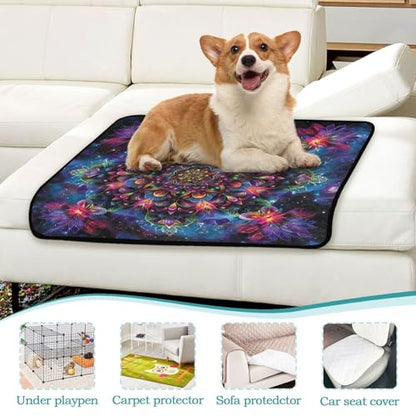 Qilmy Mandala Pet Mat, Waterproof Reusable Dog Training Pad Anti-Slip Pet Creat Pad for Small Medium Large Dogs and Cats - size: Smallx3