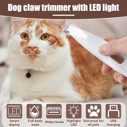 Dog Paw Trimmer with LED Light, 2025 Upgraded Waterproof Rechargeable Electric Pet Grooming Tool, 18 mm Widen Blade, 35 dB Low Noise,Includes Replacement Blades for Dogs and Cats - color: White
