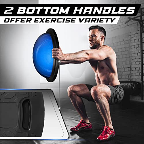 Yes4All Combo Half Ball Balance Trainer Balance, Massager Roller for Yoga, Pilates, Stretches - color: A2. Blue/Black with Hook