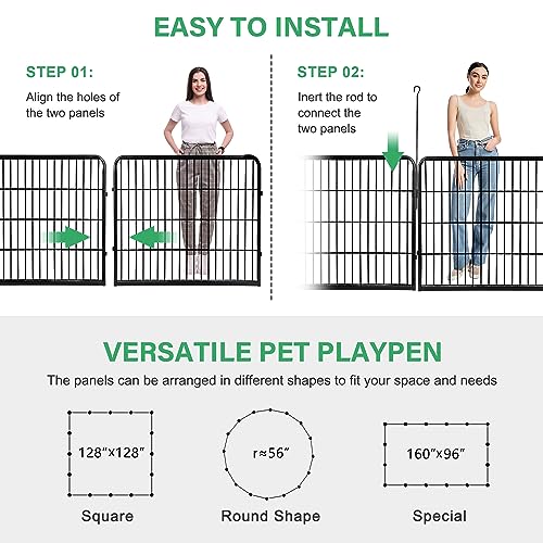 Dog Pen Pet Playpen Kennel Fence Outdoor Indoor Play Yard Puppy Exercise Barrier 31'' W x 24'' H 16 Panels (16 Panels, 24 Inches)