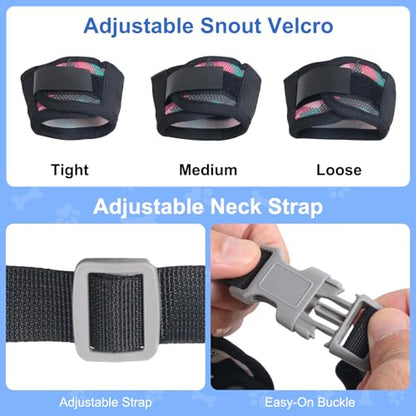 Dog Muzzle with Escape-Proof Elastic Neck Collar, Soft Breathable Air Mesh Mouth Cover Stops Biting Barking Chewing Allows Drinking Panting, Adjustable Muzzle for Small Medium Large Dogs - color: Black/Pink, size: S