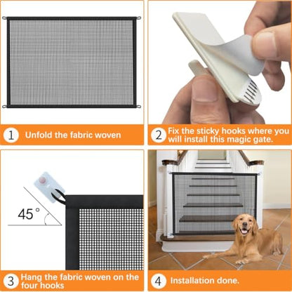 2-Pack Dog Gate for Stairs Pet Gates for The House: Dogs Screen Mesh Gate for Doorways Stairways Indoor Safety 29 inches Tall, 38 inch Wide - size: 29"Hx38"W(Pack of 2)
