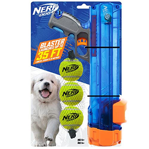 Nerf Dog Tennis Ball Blaster Dog Toy,12 Inch Translucent Blaster with 3 Balls - size: 12 in Translucent Blaster with 3 Balls