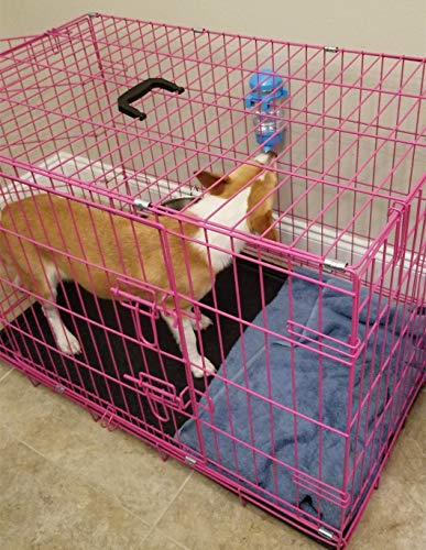 No Drip Dog Kennel Water Bottle Dispenser for Crate, 400ml Dripless Pet Drinking Fountains Kettle with Automatically Feeding Water - color: Blue
