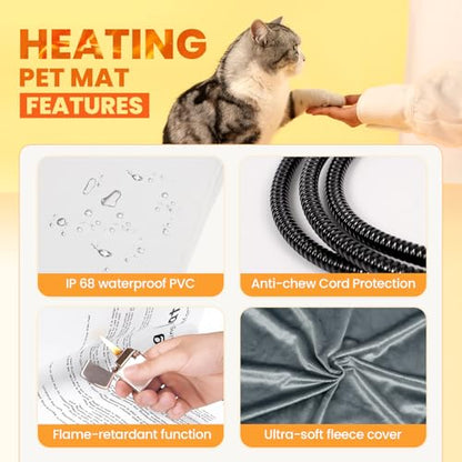 Indoor Heated Cat House, Adjustable Temperature Cat Heating Bed with Timer and Chew Resistant Cord, Large Cat House with Heating Pad for Small Medium and Large Cats - style: With heating pad