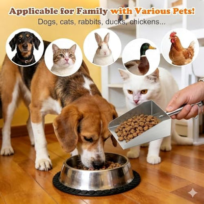 304 Stainless Steel Flour Scoop, Heavy Duty Large Ice Scoop 6-inch Wide High-Capacity for Flour Livestock Poultry Pet Food and Bird Seed Comfortable Grip Handle Easy to Clean (50OZ) - size: 50OZ