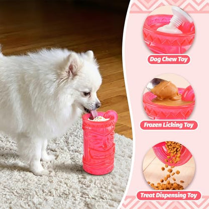 Dog Slow Feeder, Dual Chambers Stuffable Dog Toys, Frozen Treat Enrichment Toy, Treat Dispensing Puzzle Toy for Boredom & Anxiety Relief, Small Medium Large Dogs