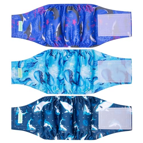 wegreeco Washable Male Dog Belly Band (Stylish Pattern)- Pack of 3 - Washable Male Dog Belly Wrap, Dog Diapers Male (Ocean Adventure, X-Small) - color: Ocean Adventure, size: X-Small (Pack of 3)