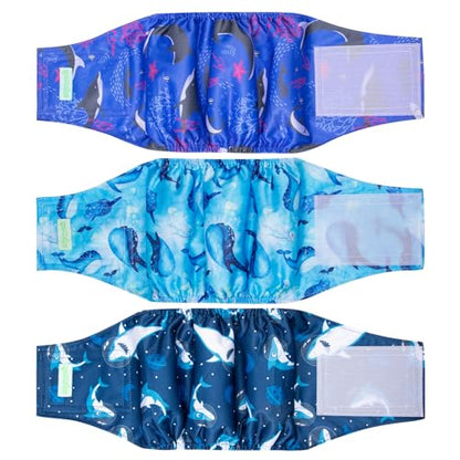 wegreeco Washable Male Dog Belly Band (Stylish Pattern)- Pack of 3 - Washable Male Dog Belly Wrap, Dog Diapers Male (Ocean Adventure, X-Small) - color: Ocean Adventure, size: X-Small (Pack of 3)