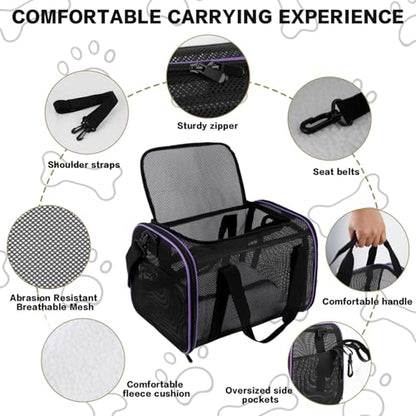 Cat Carrier, Soft-Sided Pet Carrier Bag, Breathable Mesh, Black (Purple, 20 * 13 * 13) - color: purple, size: 20.0"L x 13.0"W x 13.0"H