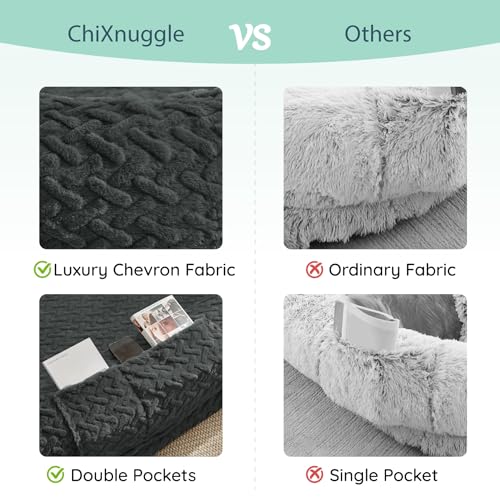 ChiXnuggle Faux Fur Washable Human Dog Bed Cover | 72*40*10,removable replace cover,soft fur,non-slip bottom,dark grey - color: Dark Grey, size: Cover (72x40x10)