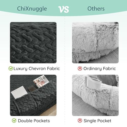 ChiXnuggle Faux Fur Washable Human Dog Bed Cover | 72*40*10,removable replace cover,soft fur,non-slip bottom,dark grey - color: Dark Grey, size: Cover (72x40x10)