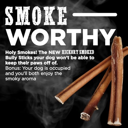 Best Bully Sticks Hickory Smoked Jumbo 12 Inch Bully Sticks - 10 Count (Pack of 1) - Natural, Smoky, Grain and Odor-Free, No Additives
