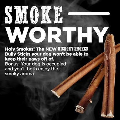 Best Bully Sticks Hickory Smoked Jumbo 12 Inch Bully Sticks - 10 Count (Pack of 1) - Natural, Smoky, Grain and Odor-Free, No Additives