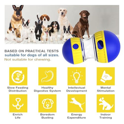 BSISUERM Dog Treat Dispensing Puzzle Toy Adjustable Food Dispenser Slow Feeder Puppy Enrichment Training Rolling Ball Pet Interactive Chase Toys for Small Medium Large Dogs to Keep Them Busy - color: Blue - Single - Standard