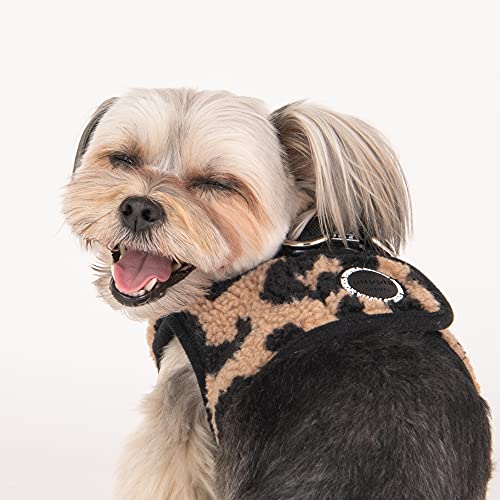 Puppia Serval Vest Dog Harness Step-in Warm Winter Leopard Pattern for Small and Medium Dog, Beige, Small - color: BEIGE, size: Small