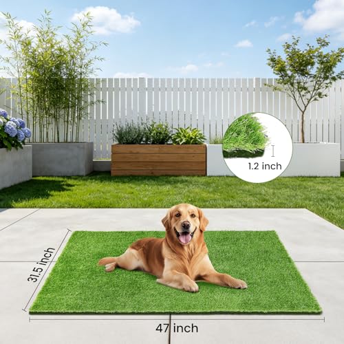 48" x 32" Fake Grass Mat for Dogs, Premium Washable Artificial Turf Grass Rug for Patio Lawn Balcony Door Dog Pet Pee Potty Training - size: 48"L x 32"W