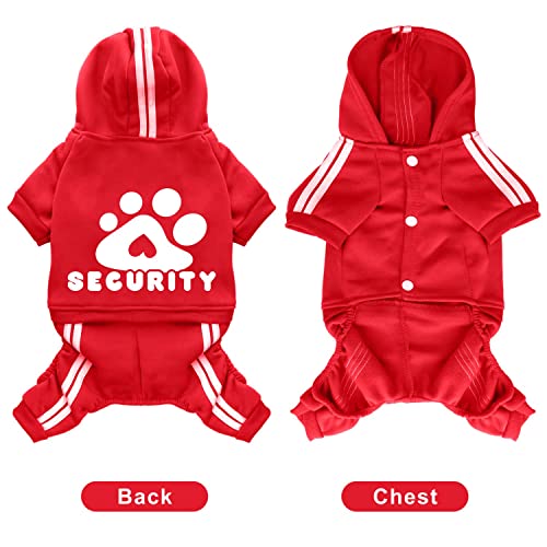 Dog Hoodie Security Clothes 4 Legs Jumpsuit Sweatshirt Hoodies Soft & Warm Dog Outfit Pullover Dog Winter Clothes Sweater for Small Medium Large Dogs Cats (Red, X-Small) - color: Red, size: X-Small