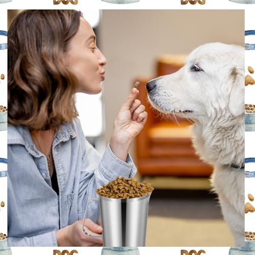 3 Cup Dog Measuring Cup,Stainless Steel Measuring Cup,Pet Food Measuring Scoop for Dogs, Cats, Birds and Small Pets,Kitchen use-Ideal for Dry Food & Treats (3CUP) - size: 3CUP