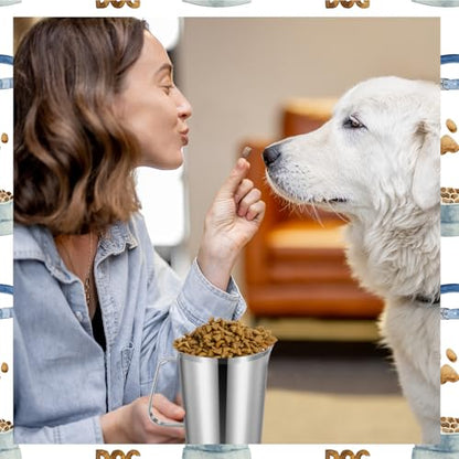 3 Cup Dog Measuring Cup,Stainless Steel Measuring Cup,Pet Food Measuring Scoop for Dogs, Cats, Birds and Small Pets,Kitchen use-Ideal for Dry Food & Treats (3CUP) - size: 3CUP