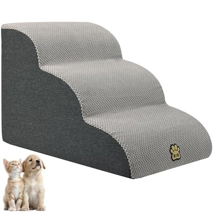Pet Steps Dog Stairs for Sofa Couch and Bed High Density Sponge Pet Ramp with Removable Washable Cover Non-Slip Base Stable Dog Steps 15.7" H - color: 3-Steps Gray