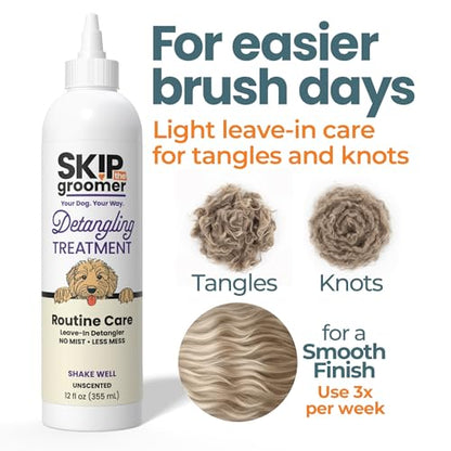 Detangling Treatment for Dogs, Leave-in Conditioner Detangler for Matted Hair, Knots & Tangles | Goldendoodles, Poodles, Doodles & Long-Haired Breeds | No Mist, Squeeze Bottle, 12 oz