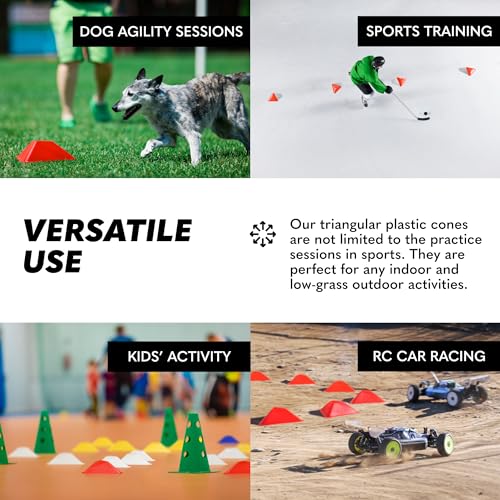 GSi Sports Training Cones for Agility Drills – Soccer & Basketball Multi-Sport Field Markers, Durable Flexible Cones in Multiple Shapes & Packs (20–80 Pack) - style: Triangle - 40 Pack