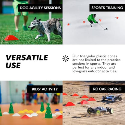 GSi Sports Training Cones for Agility Drills – Soccer & Basketball Multi-Sport Field Markers, Durable Flexible Cones in Multiple Shapes & Packs (20–80 Pack) - style: Triangle - 40 Pack