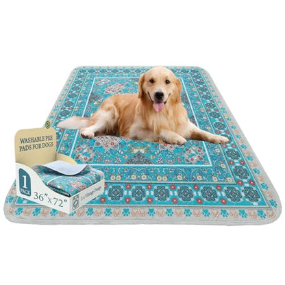 Homimp Washable Pee Pads for Dogs, Extra Large Reusable Puppy Pads Waterproof, Absorbent and Leakproof Dog Pee Pads, Non Slip Puppy Training Pads, Pet Mat for Floor,Crate,Couch,Whelping, Blue,36"x72" - size: 36"x72"(Pack of 1)