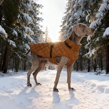 Kuoser Dog Coat Warm Fleece Lining Turtleneck Dog Jacket with Harness Built-in, Adjustable Windproof Cold Weather Coats with Quick Release Buckle Pet Winter Snowsuit for Extra Small Dogs, Khaki XS - color: Khaki, size: X-small (Chest Girth: 13.7")