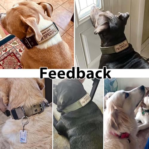 Tactical Dog Collar Military Adjustable Dog Collars Soft Nylon Training Collar with Patch Heavy Duty Metal Buckle Collars for Medium Large Dogs (Brown, L) - color: Brown, size: L