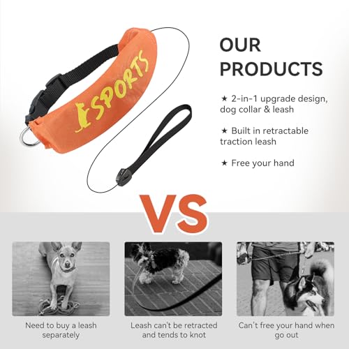 2 in 1 Dog Collar with Retractable Dogs Leash, Adjustable Dog Collar for Medium to Large Dogs