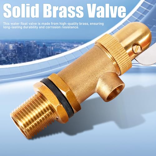 Brass Float Valve 1/2 Inch, Livestock Water Tank Float Valve Switch Brass Float Ball Valve Shut Off Pool Auto Fill Valve for Automatic Waterer - style: 1/2" Orange