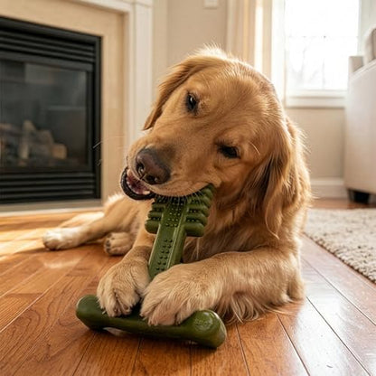 SPOT Bam-Bones Plus Toothbrush Dog Chew Toy for Large Dogs 60-90 lbs, Bamboo & Nylon Dental Chew with Mint & Baking Soda, T-Bone Shape for Moderate to Heavy Chewers, 7 Inch - size: 7 Inch (Pack of 1)