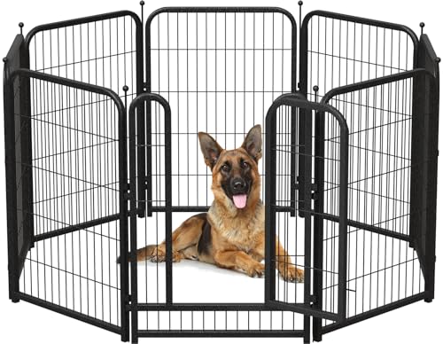 Metal Dog Playpen, 40 Inch Height 8 Panels, Ideal Dog Fence for Large/Medium/Small Dogs Indoor & Outdoor Bliss, Perfect Dog Pen for Camping, Yard, and RV | Black-Silver - size: 40"High, style: 40"High