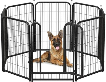 Metal Dog Playpen, 40 Inch Height 8 Panels, Ideal Dog Fence for Large/Medium/Small Dogs Indoor & Outdoor Bliss, Perfect Dog Pen for Camping, Yard, and RV | Black-Silver - size: 40"High, style: 40"High