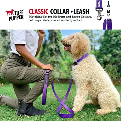 Tuff Pupper Classic Heavy Duty Dog Collar | 10x Stronger Than Leather | 100% Waterproof & Odor Proof Dog Collar | Tough Rust-Proof All Metal Hardware - color: Royal Purple