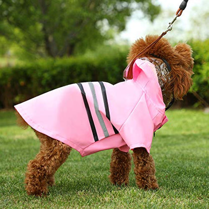 Wizland Reflective Dog Raincoat Dog Rain Jacket with Hood Lightweight Waterproof Rain Coat for Puppies (Pink M) - color: Blushing, size: Medium