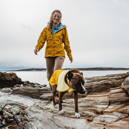 Ruffwear, Sun Shower Dog Raincoat, All-Weather Jacket, Waterproof, Windproof & Lightweight, Mineral Yellow, Large - color: Mineral Yellow, size: Large