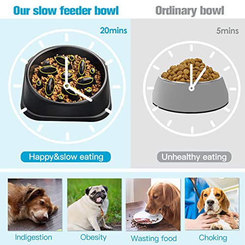 UPSKY Slow Feeder Small Dog Puzzle Bowl Feeder - Anti-Slip, Anti-Bloat, Anti-Choking - color: C-Black