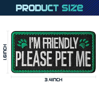 2 Pieces I'm Friendly Please Pet Me Dog Patches, Service Dog Patches with Hook Backing for Service Animal Vests, Harnesses - color: I'm Friendly Please Pet Me