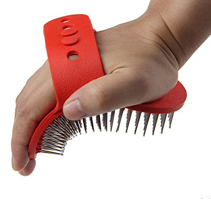 Emours Pet Rubber Grooming Brush Massager with Adjustable Loop Handle and Stainless Steel Pin - color: Random