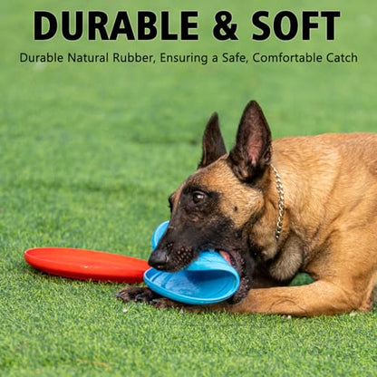 Dog Flying Disc - Durable Rubber Dog Toy for Fetch - Interactive Lightweight Flyer Dog Toys for Outdoor Playtime - Safer Disc for Healthy Activity - for Small/Medium Dogs 2 Pack