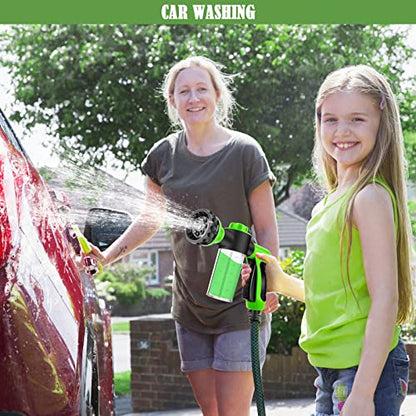 Dog Wash Sprayer Outdoor, 8-in-1 Dog Sprayer Hose Attachment with Massage Brush and Pet Grooming Comb, 3/4 Inch Standard Garden Hose Nozzle for Watering Flowers, Car Washing, Pet Bathing(Green)