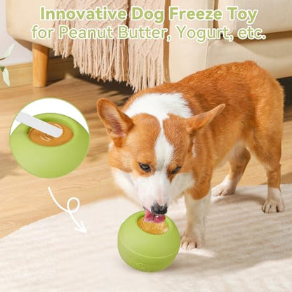 Long-Lasting Interactive Dog Lick Toy, Stuffable Dog Enrichment to Keep Dogs Busy, Wobbly Treat Dispensing Freezable Chew Toys, Food-Grade Safe (Green,S) - color: Green, size: S