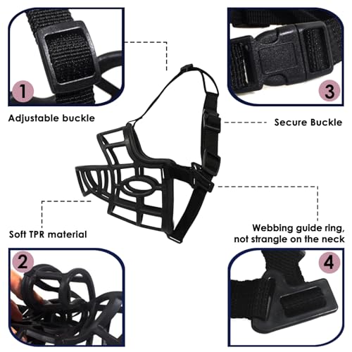Mayerzon Dog Muzzle for Medium Large Dogs Golden Retriever German Shepherd, Basket Muzzle for Anti Biting Chewing with Adjustbale Strap, Allows Panting Drinking(M, Black) - size: M-Snout Cir 9.5-10.25"
