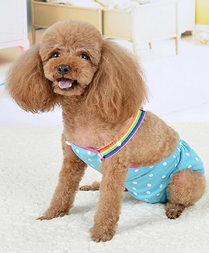 Dog Physiological Pants Pet Sanitary Pantie with Suspender Cat Diapers Underwear Puppy Adjustable Costumes Reusable Washable Breathable Menstruation Outfits Dog Diapers for Girl Dogs (Blue, S) - color: Blue, size: Small
